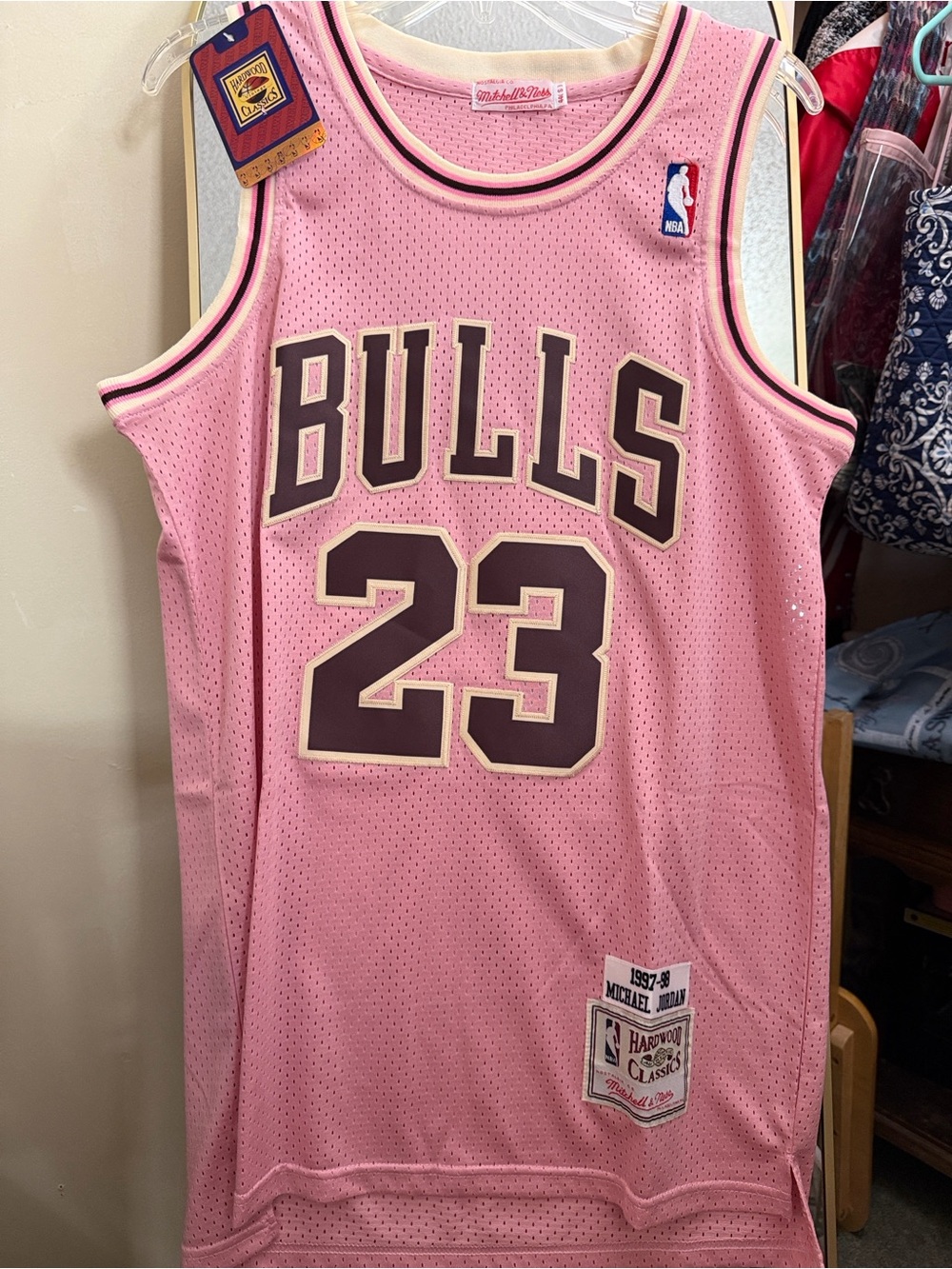 Mitchell & Ness Pink Chicago Bulls #23 Hardwood Classics Jersey